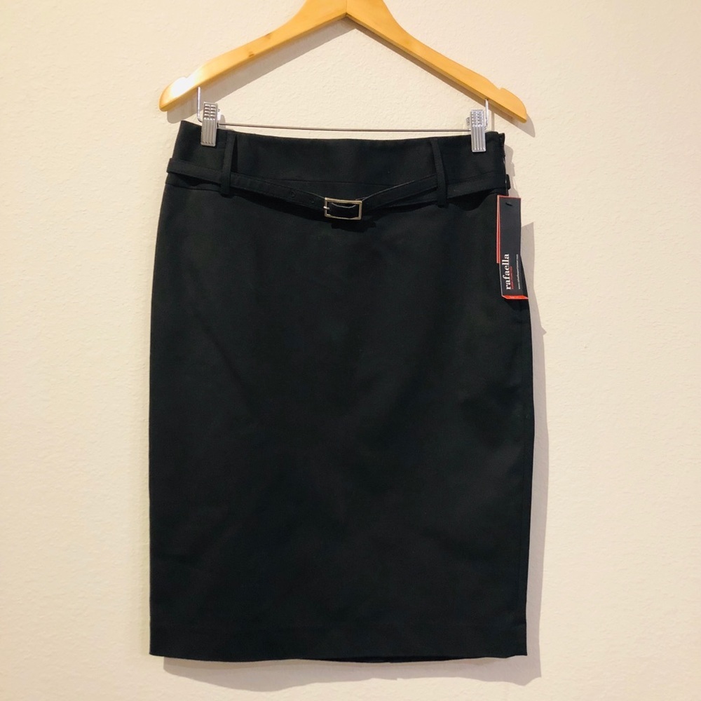 Rafaela Black Pencil Women’s Belt Skirt Size 8 NWT